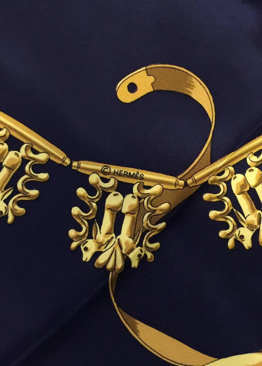 Women's Hermès Black Silk Twill Carre Les Cavaliers D'Or by Vladimir Rybaltchenko