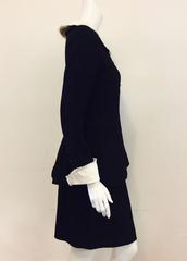 Chanel Black Double Faced Wool Skirt Suit With Removable Silk Collar and Cuffs