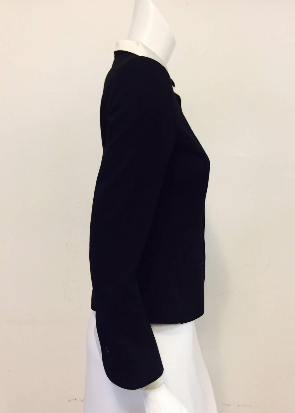 black blazer with silk collar