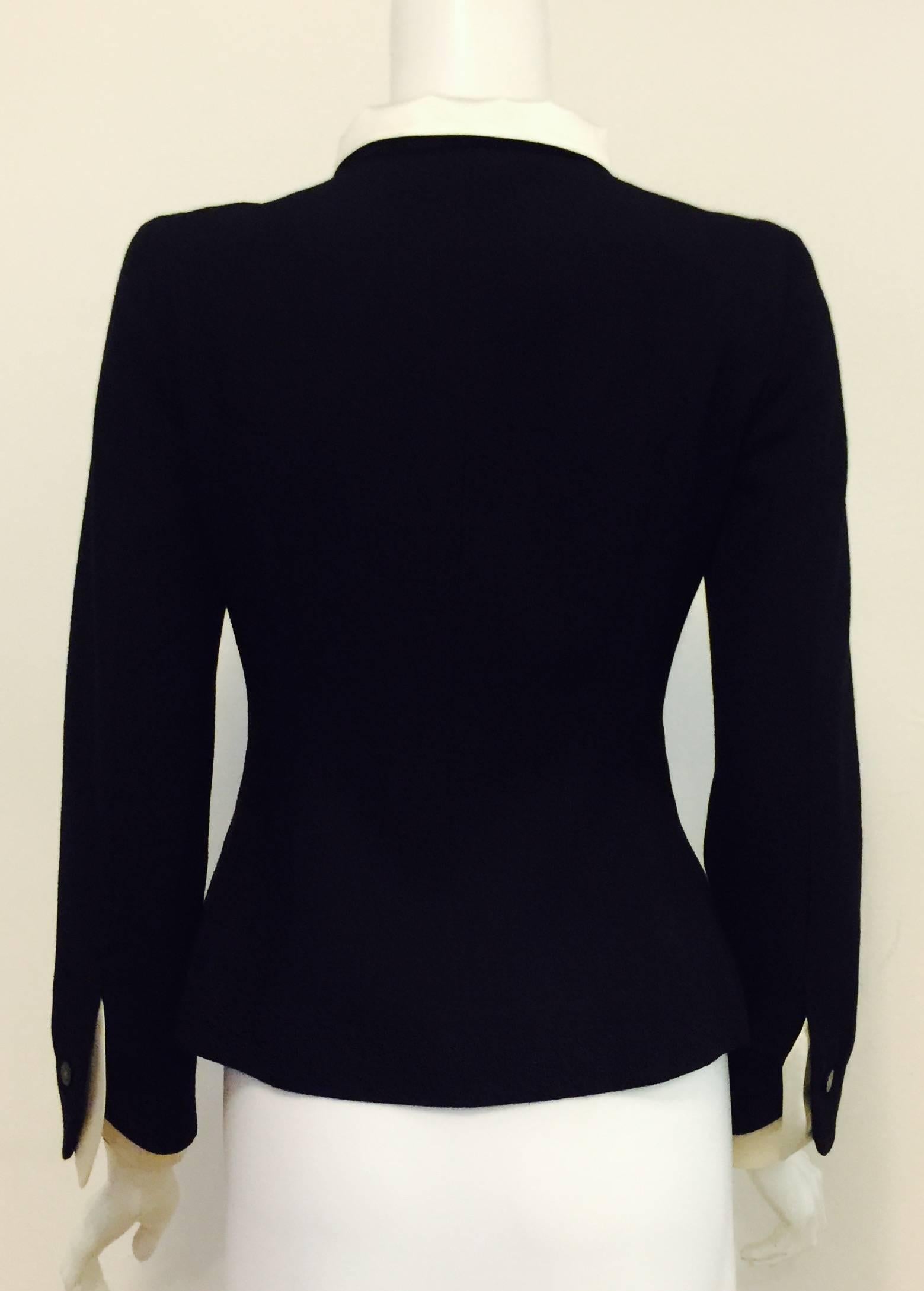 black jacket white collar