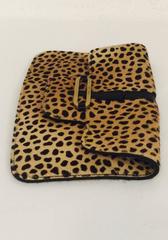 Jimmy Choo Leopard Print Calf Hair Flap Pochette With Snap Closure