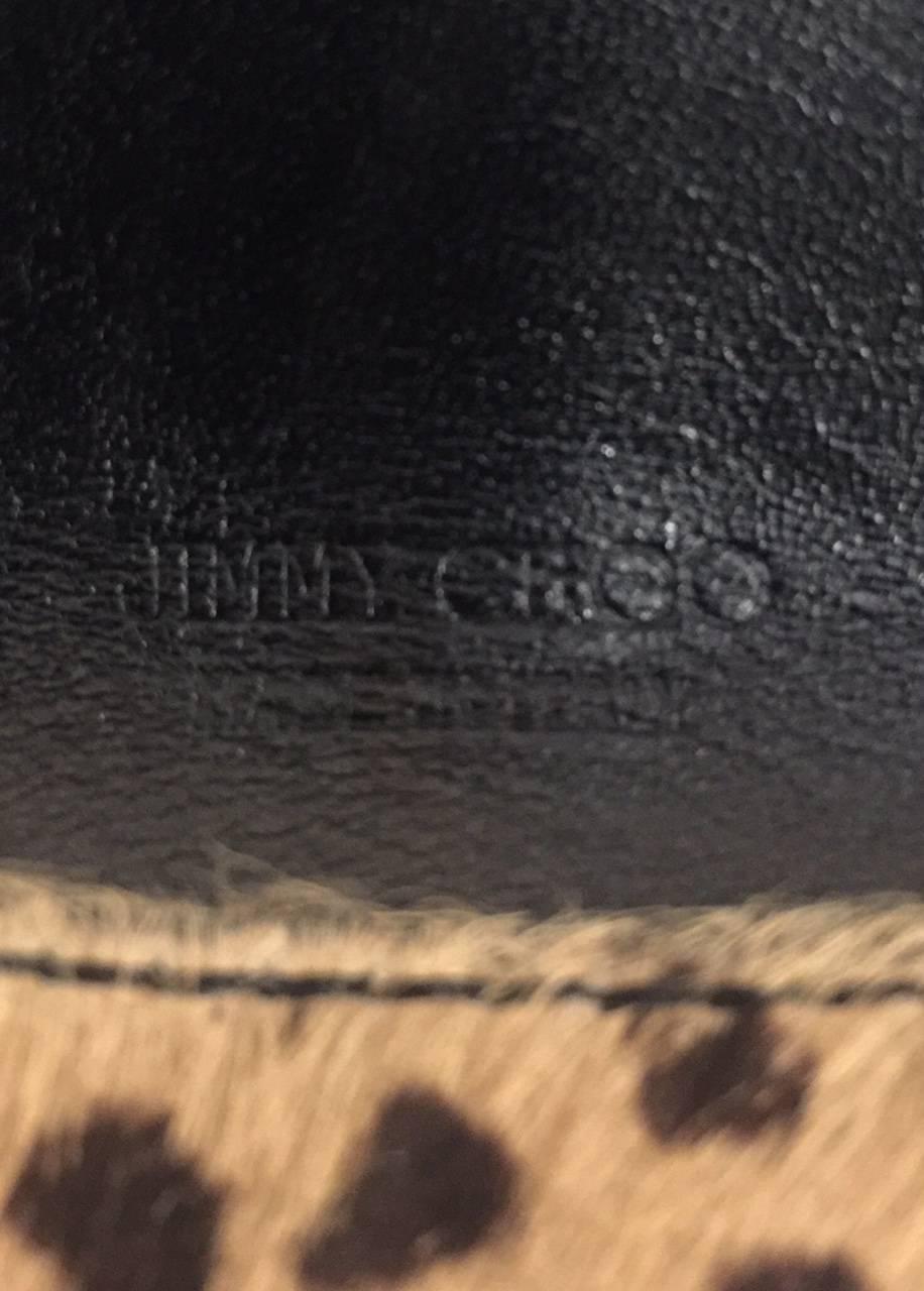  Jimmy Choo Leopard Print Calf Hair Flap Pochette With Snap Closure 2
