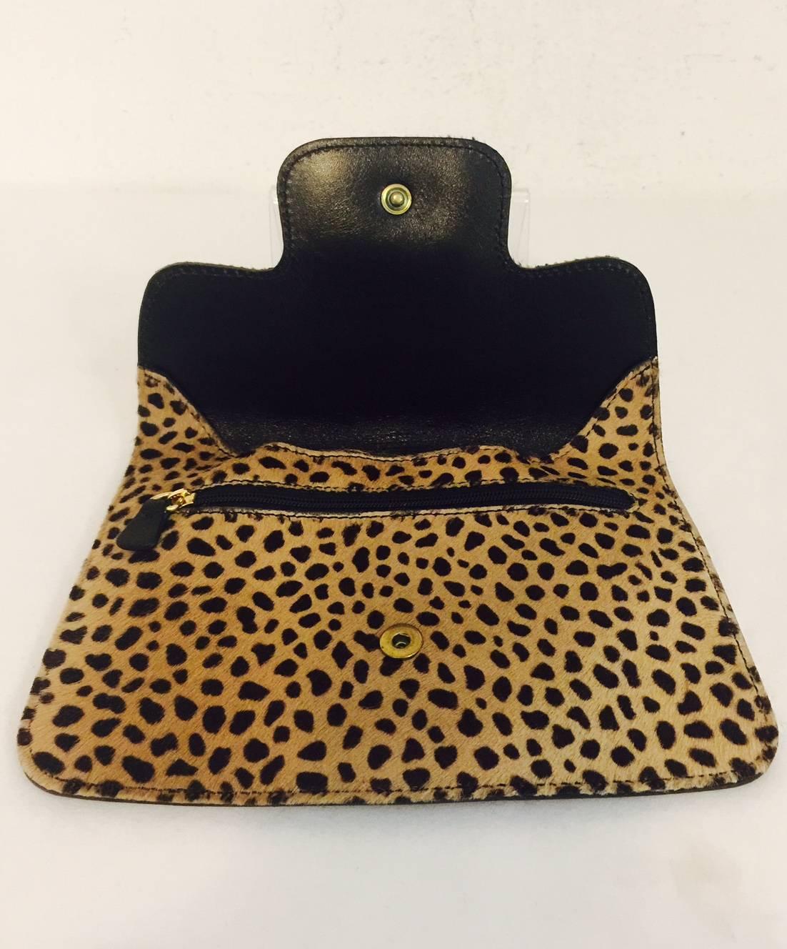 Women's  Jimmy Choo Leopard Print Calf Hair Flap Pochette With Snap Closure