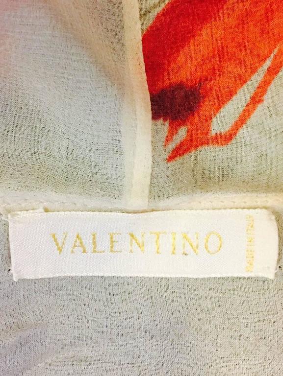 Valentino Ivory Silk Chiffon Floral Print Blouse With Tiered Ruffles ...
