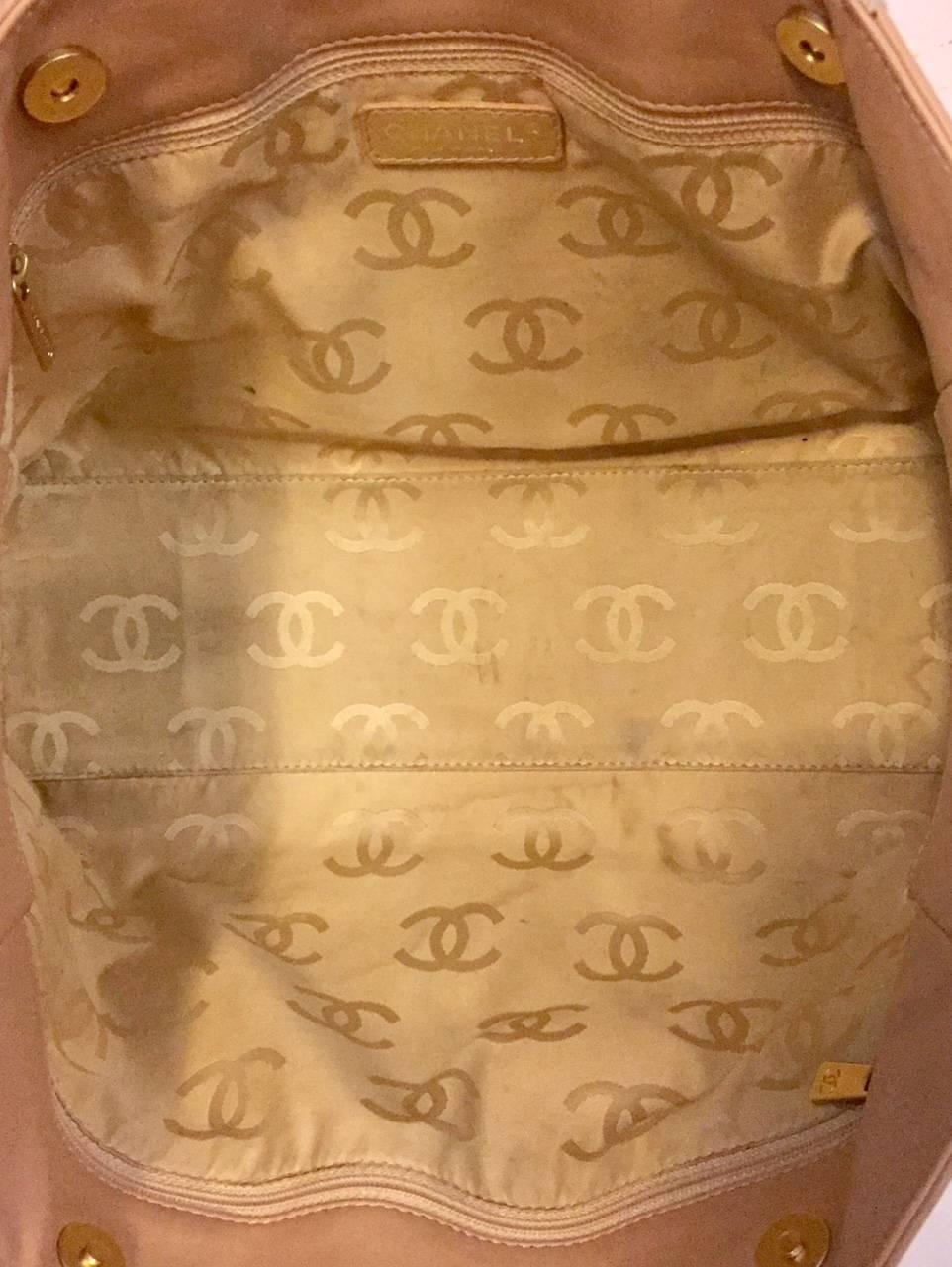 Chanel Tan Diamond Quilted Leather Tote W Contrast Stitching Serial 8068065 1