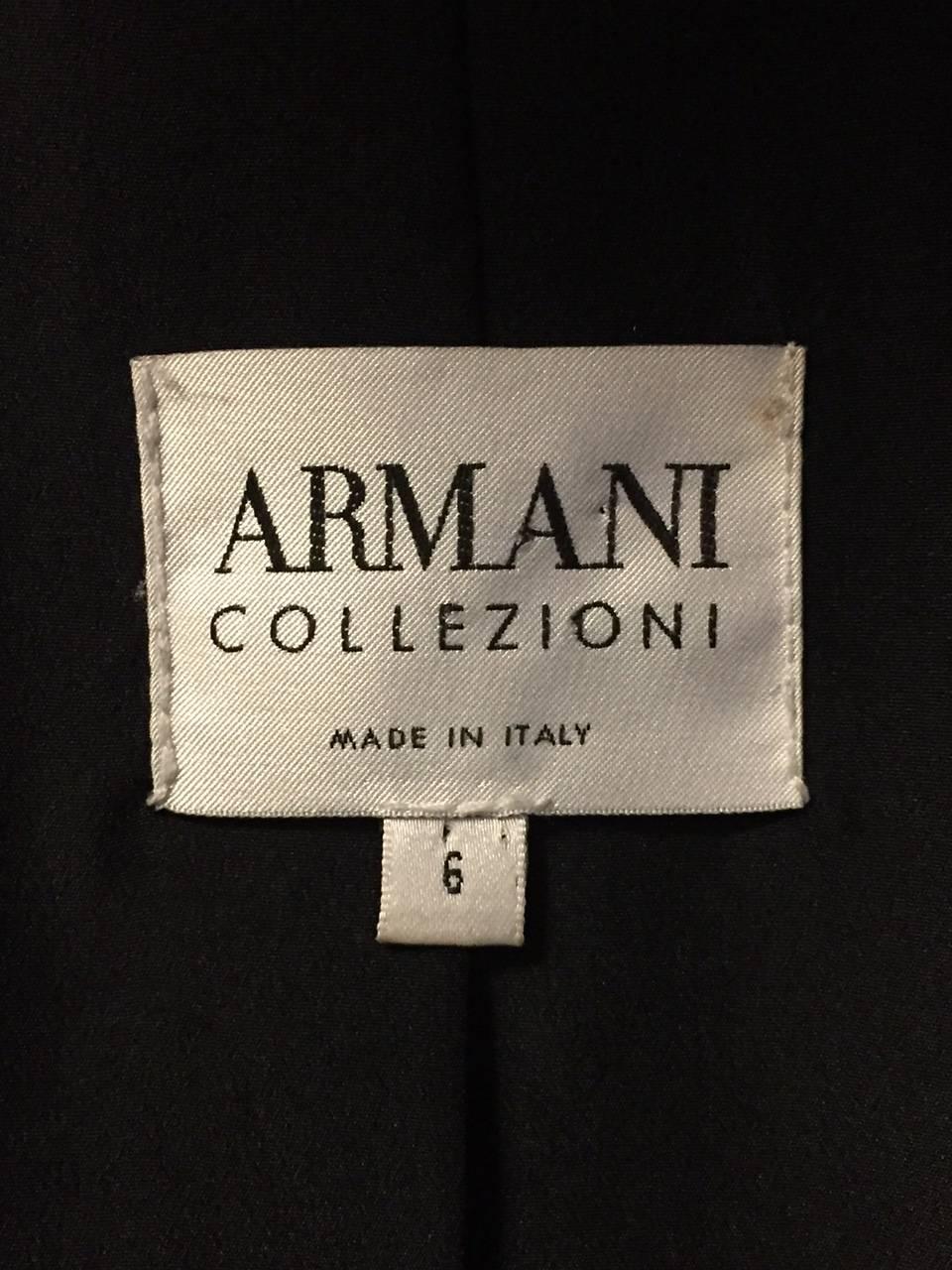 Armani Collezioni Fitted Black Leather Jacket With Abstract Floral Design  For Sale 1