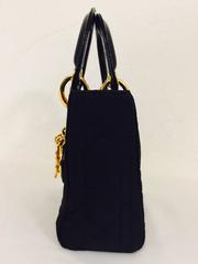 Christian Dior Lady Dior Mini-Nylontasche in Schwarz mit goldfarbener Hardware