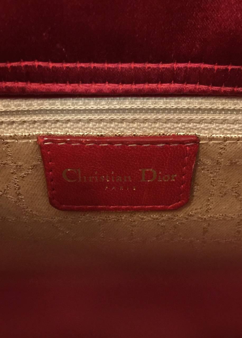 Iconic Mini Lady Dior Ravishing Red Silk Satin Evening Bag With Crystals  1