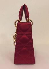 Iconic Mini Lady Dior Ravishing Red Silk Satin Evening Bag With Crystals