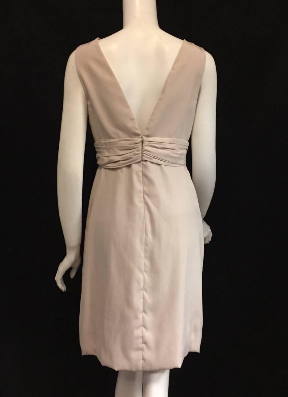 Stella McCartney Gathered Beige Silk Blend Sleeveless Dress With Bubble Skirt  In Excellent Condition In Palm Beach, FL