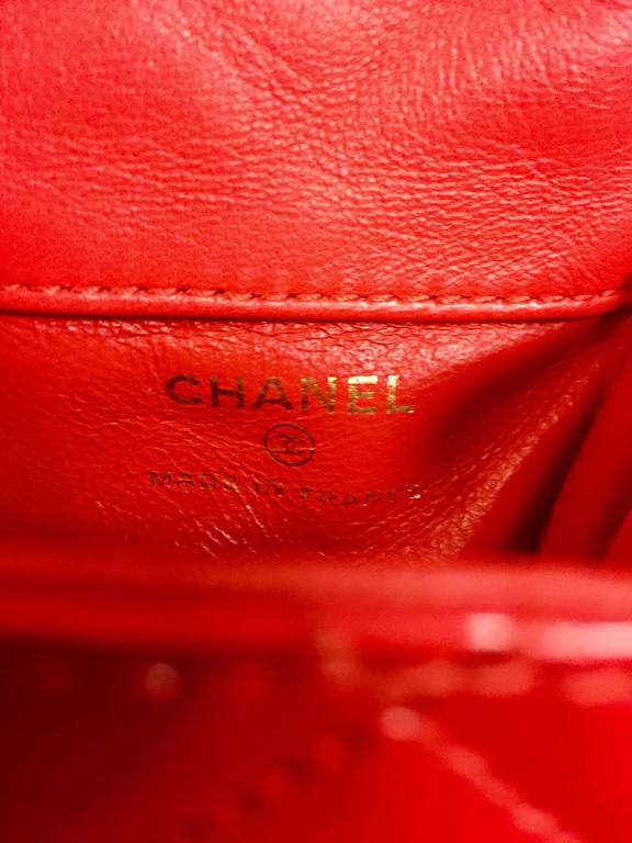 Chanel Lipstick Red Quilted Patent Leather Micro Mini Flap Wristlet at ...