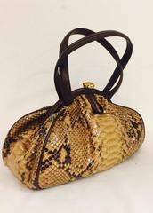 Judith Leiber Gathered Python Frame Hand Bag With Swarovski Crystal Feet
