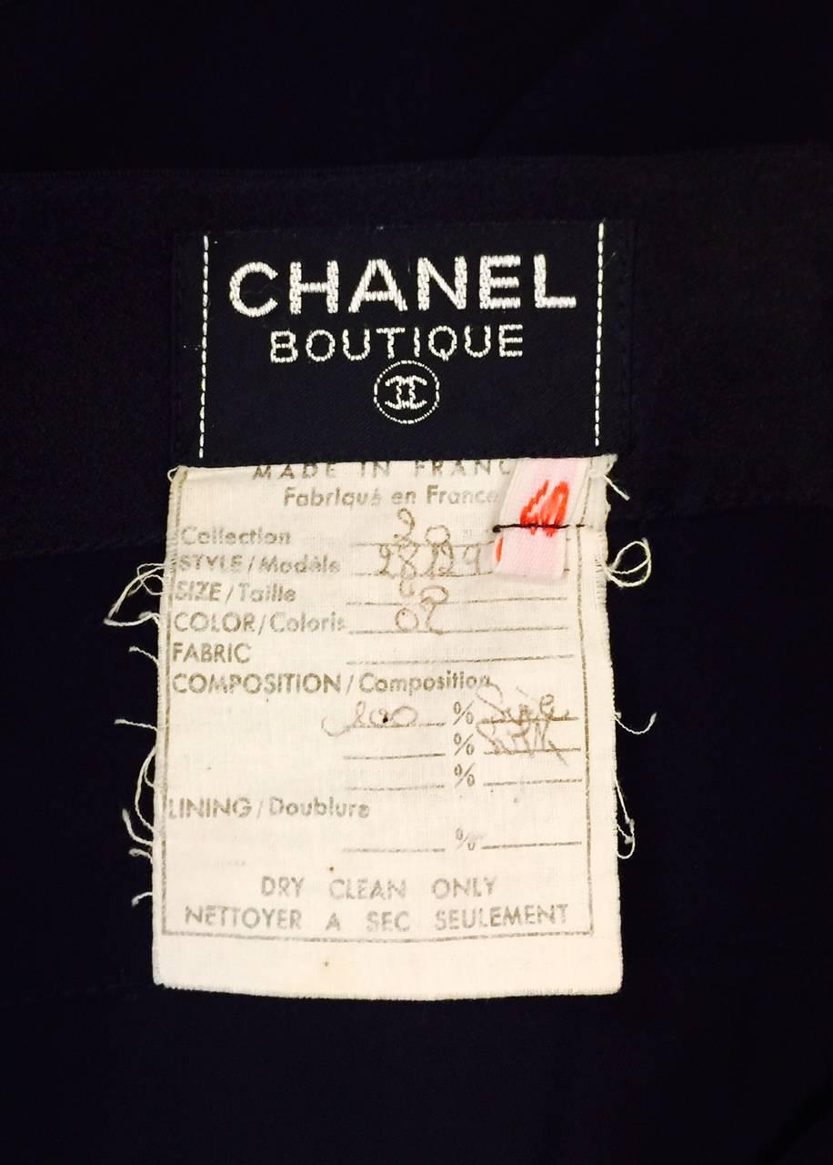 Chanel Boutique Black Silk Evening Skirt With Silk Satin Banded Trim 2