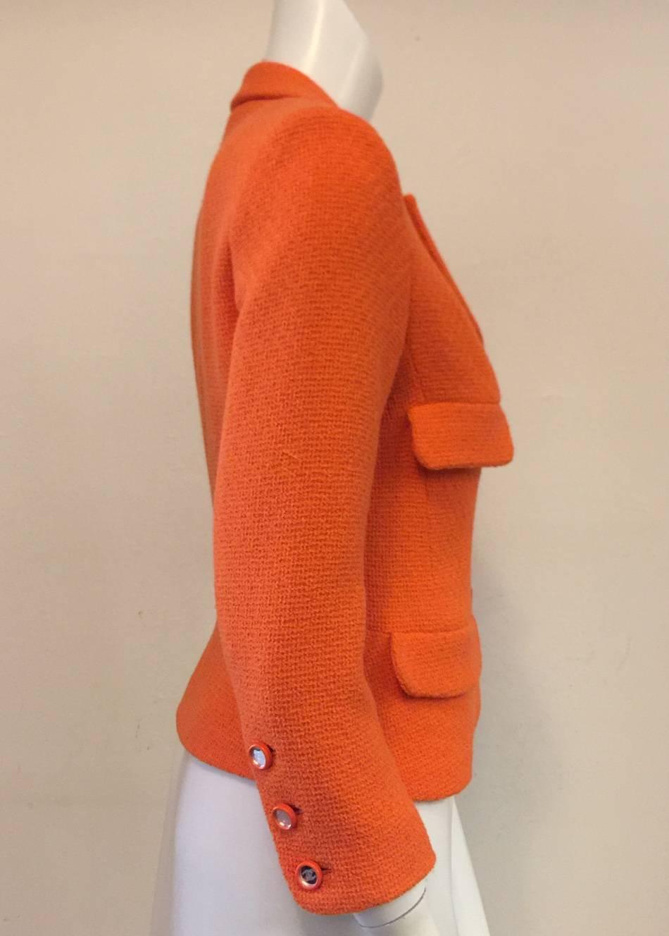 Chanel Boutique Mandarin Orange Wool Blend Jacket is a must for any 
