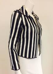 Giorgio Armani Black and White Vertictal Banded Lambskin Jacket