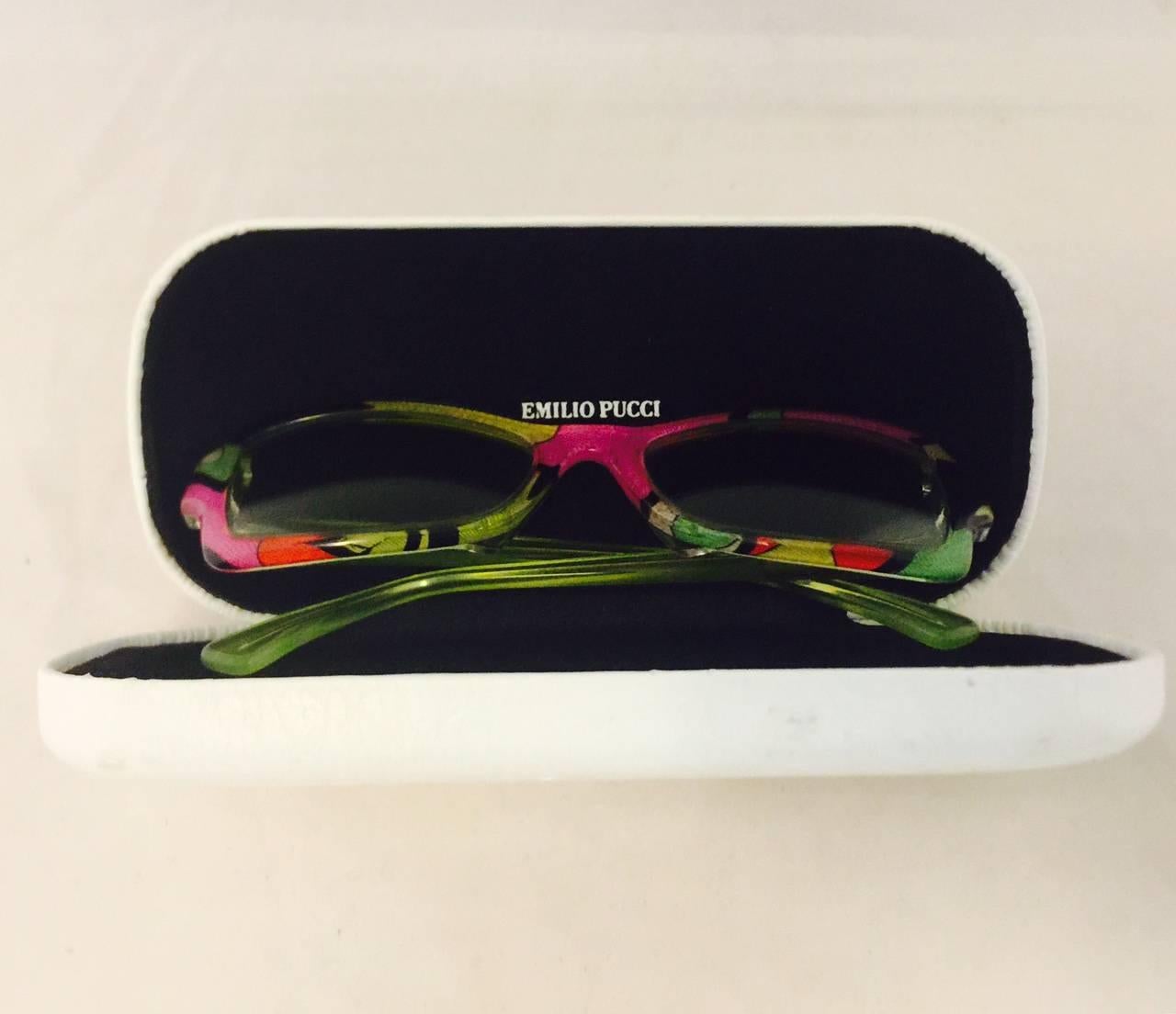 Vintage1960s Emilio Pucci Sunglasses with Iconic Print in Green, Pink & Orange 1
