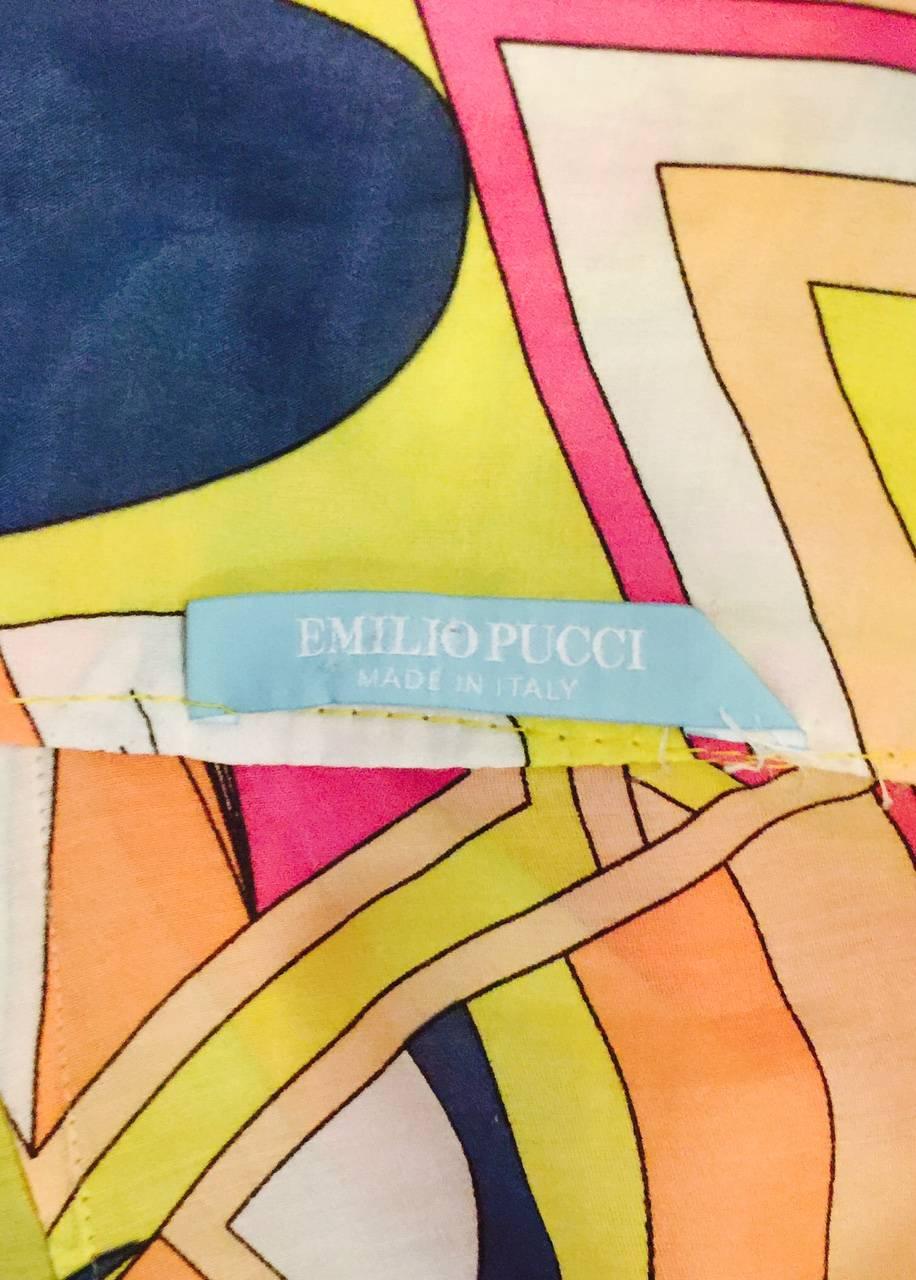 Emilio Pucci Wide Leg Cotton Blend Pants in a Geometric Multi Color Design 1