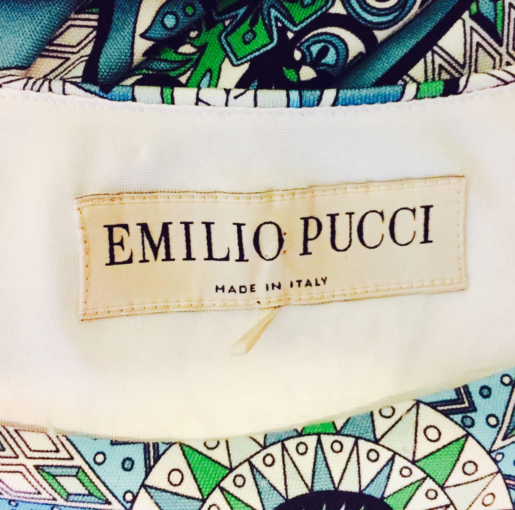 Extraordinary Emilio Pucci Vintage Chemise Dress in Turquoise and Green  In Excellent Condition In Palm Beach, FL