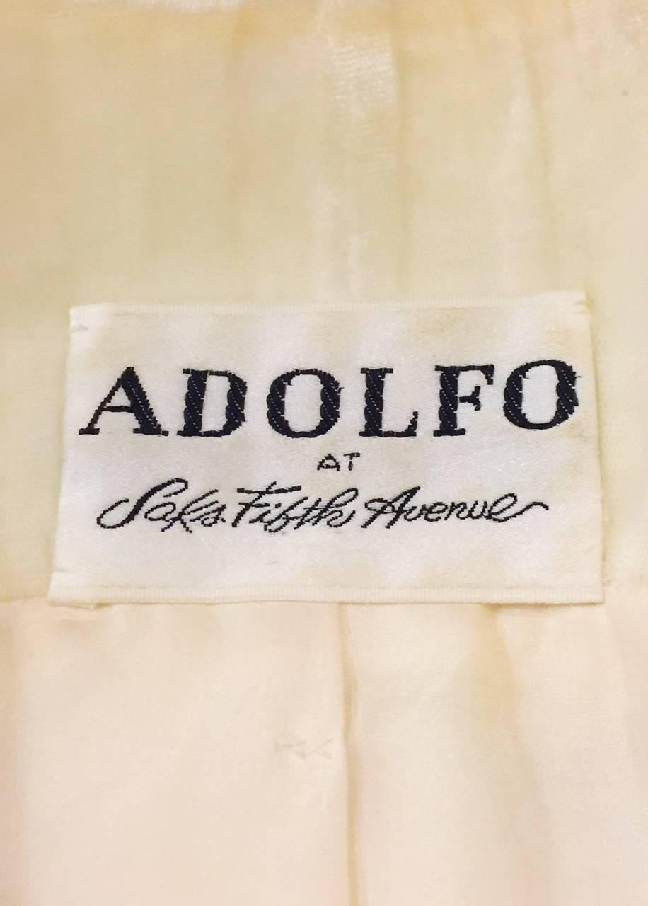 Amazing Adolfo Ivory Velvet Jacket With Enthralling Gold Tone Bead Motifs For Sale 2