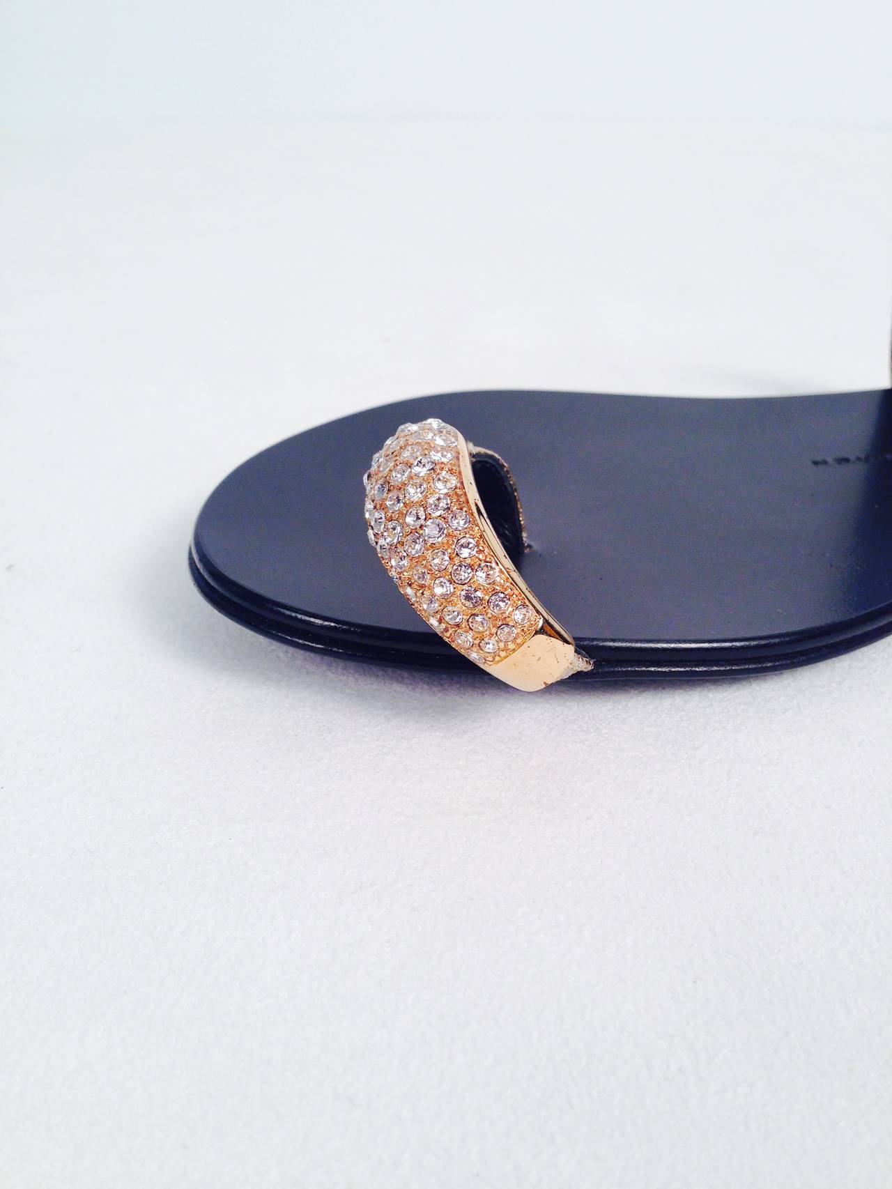 Giuseppe Zanotti Swarovski Embellished Leather Slides In Excellent Condition In Palm Beach, FL