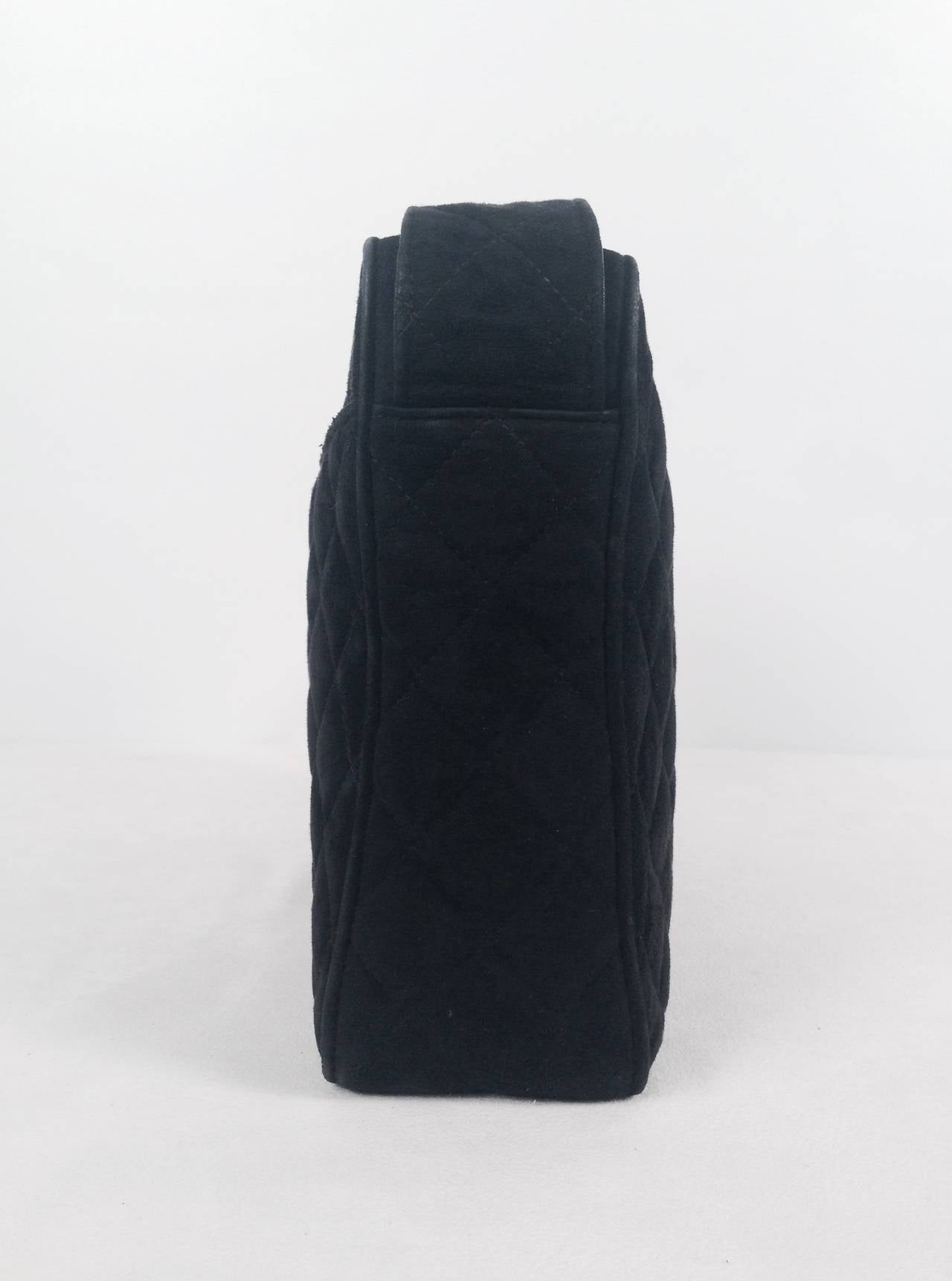 1990s Chanel Black Suede Camera Shoulder Bag 1
