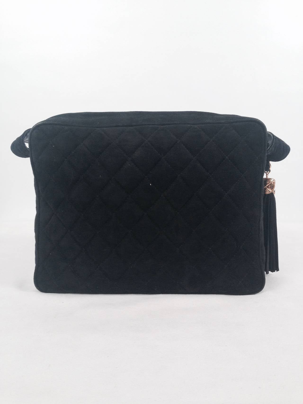 1990s Chanel Black Suede Camera Shoulder Bag In Excellent Condition In Palm Beach, FL