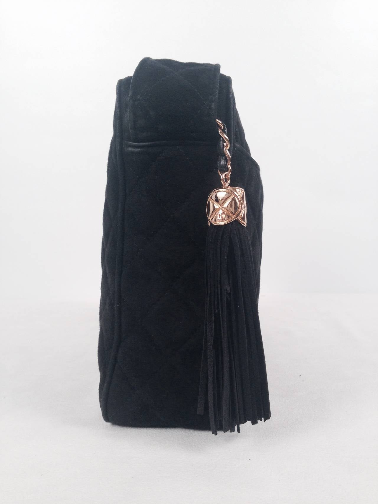 Women's 1990s Chanel Black Suede Camera Shoulder Bag