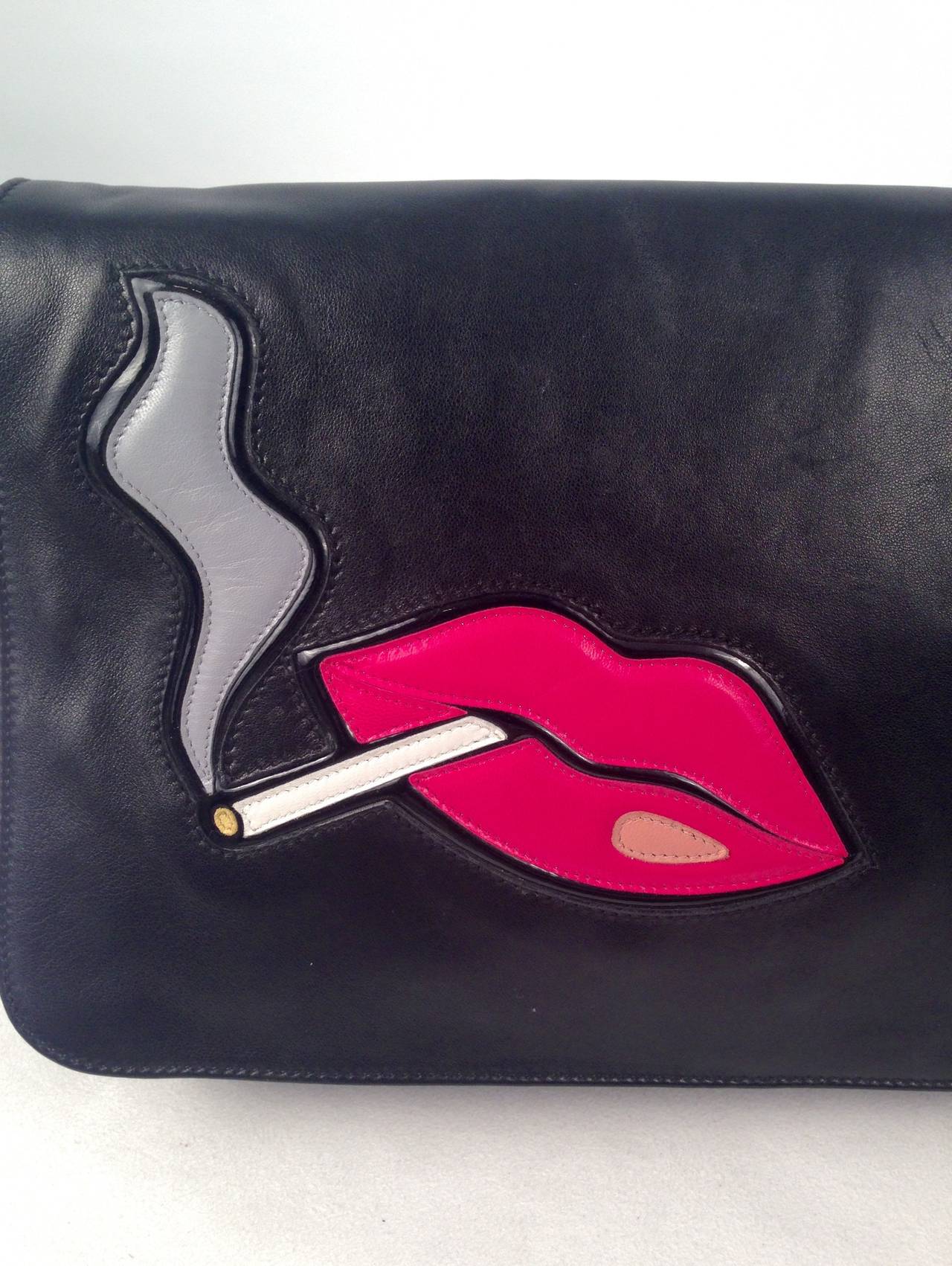 Women's Prada Nappa Leather Smoking Lips Clutch For Sale