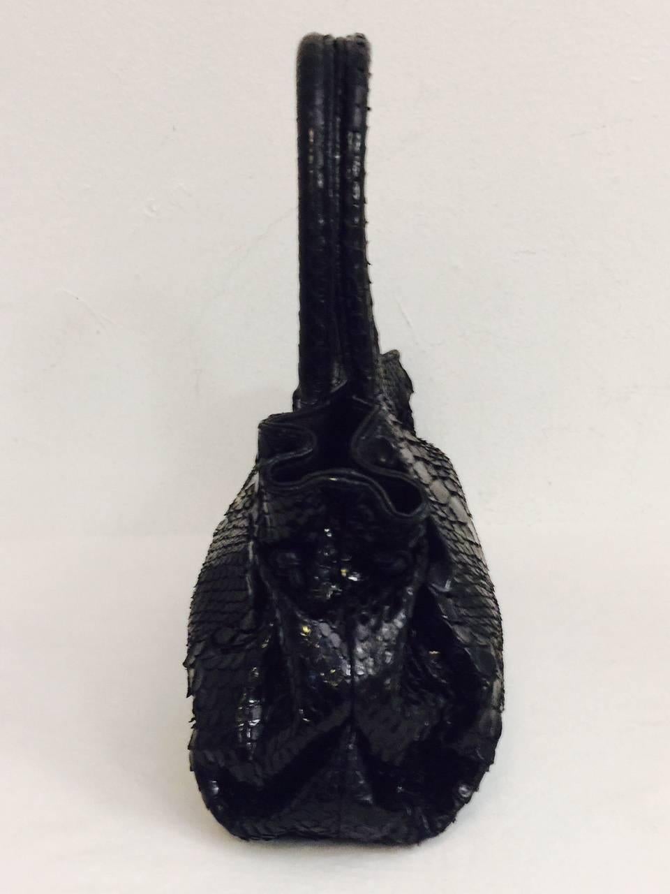 Carlos Falchi Black Alligator Two Handle Handbag 1