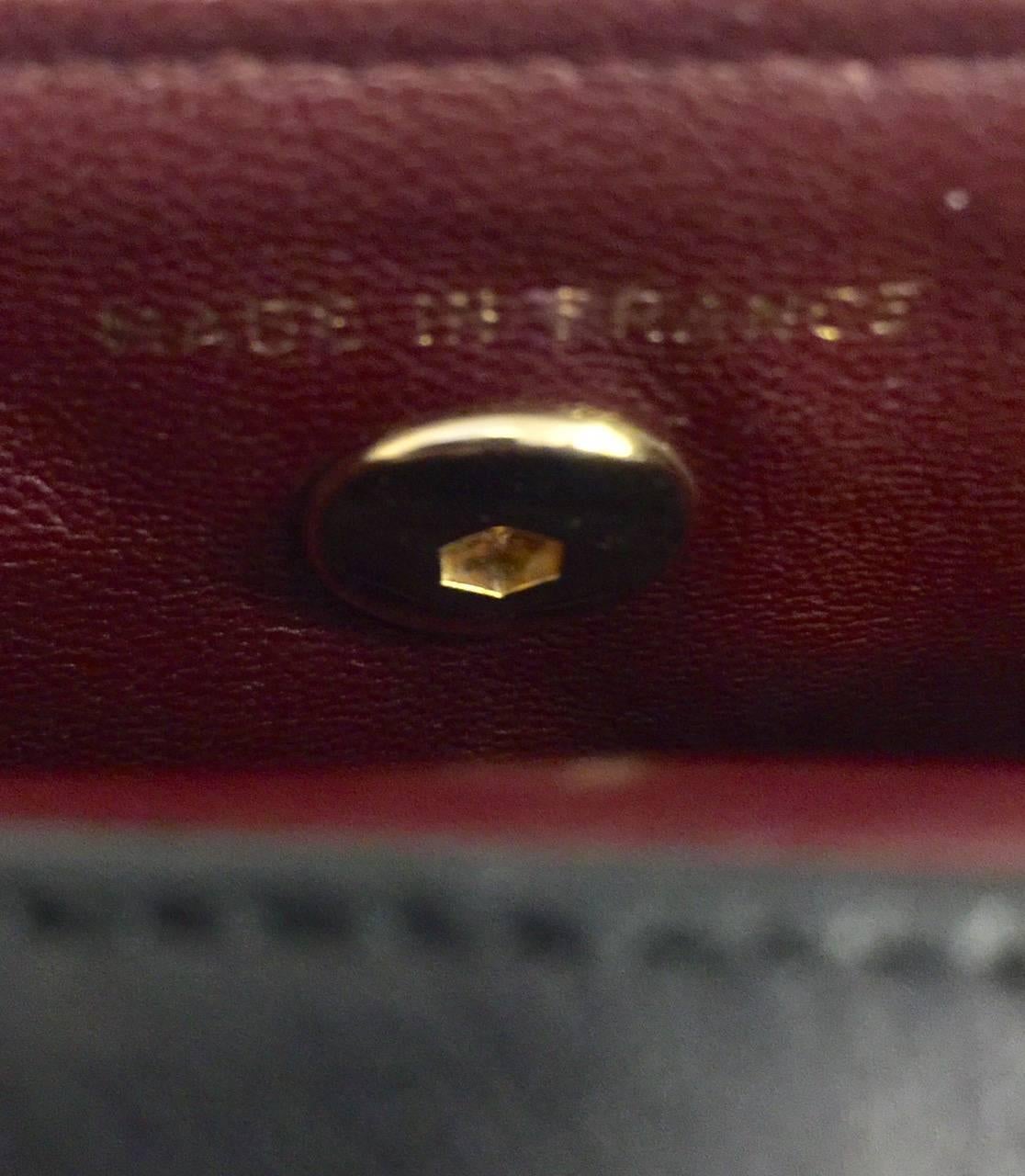 Chanel Vintage Black Mini Flap Bag W Burgundy Interior Series 1 Excellent  2