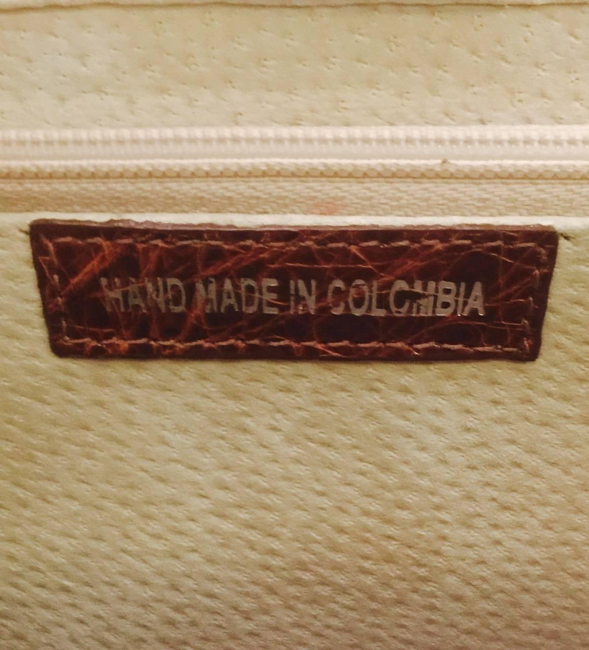 Mario Hernandez Cognac Crocodile Hand Made Structured Handbag With Strap  2