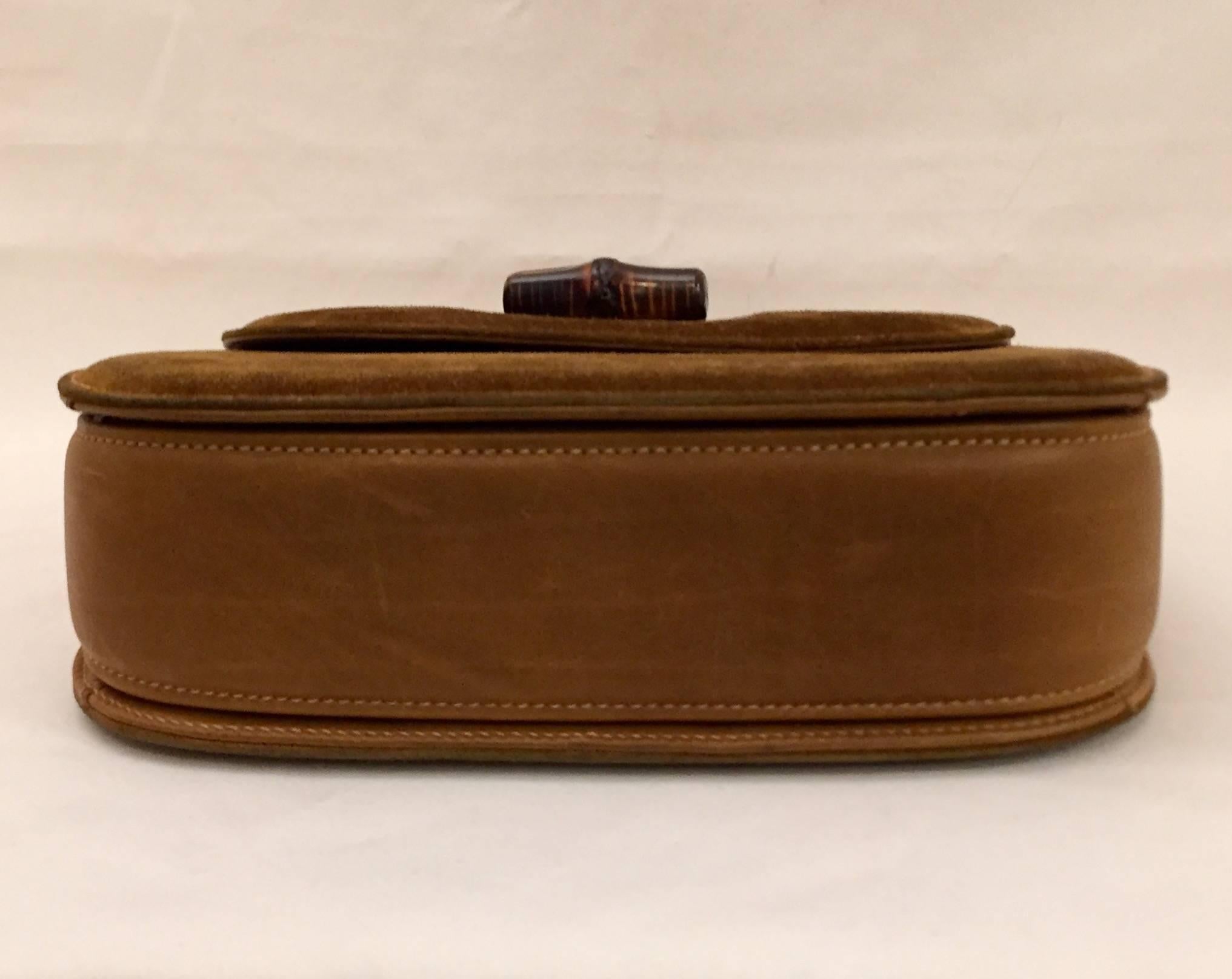 Glamorous Gucci Carob Suede Bamboo Handle Handbag 1