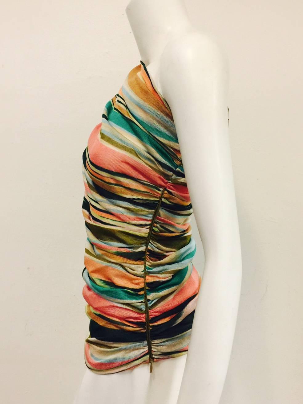 Marvelous Missoni One Shoulder Multicolor Striped Sexy Top  In Excellent Condition In Palm Beach, FL