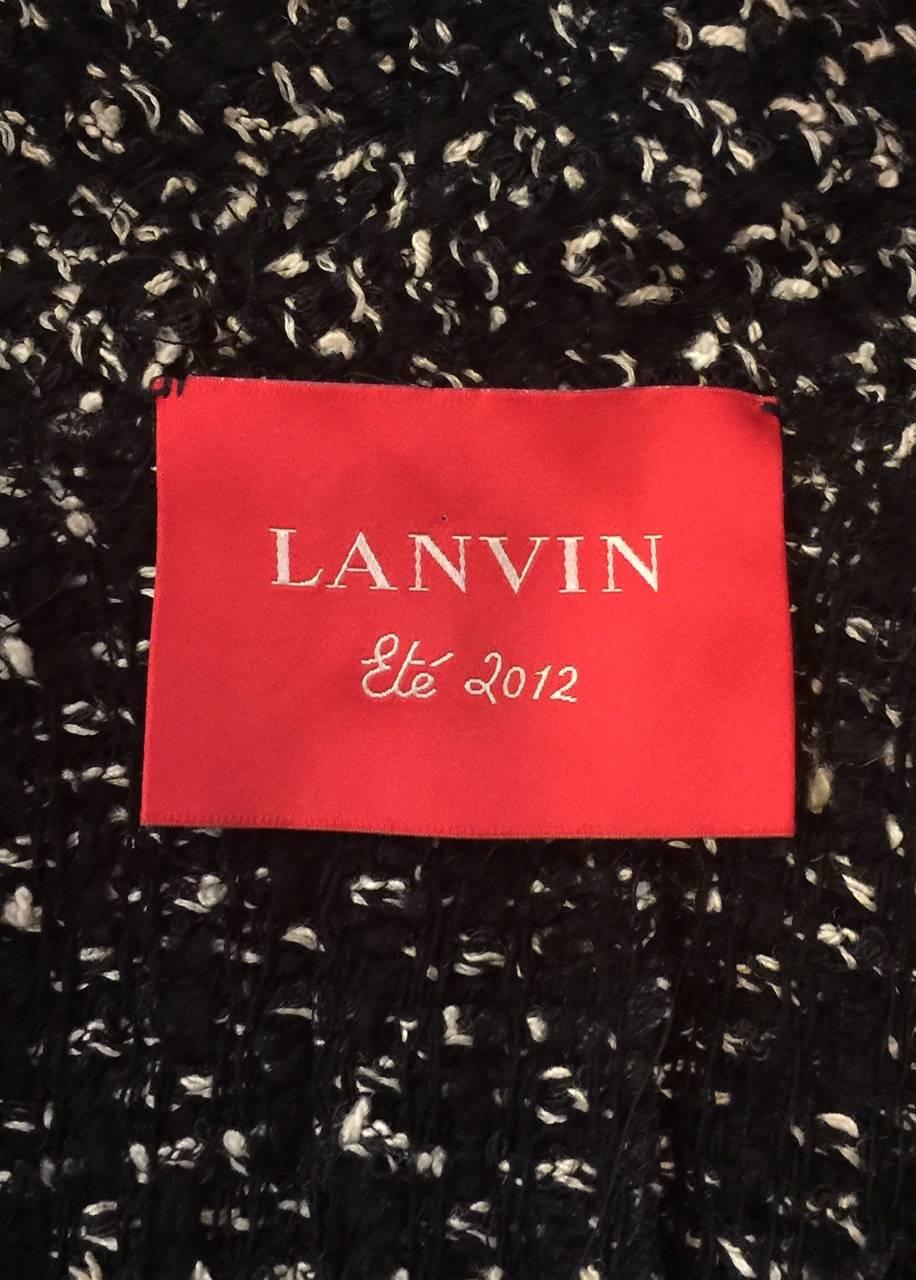 Legendary Lanvin's  Black & White Cotton Blend Fringed  Jacket For Sale 2