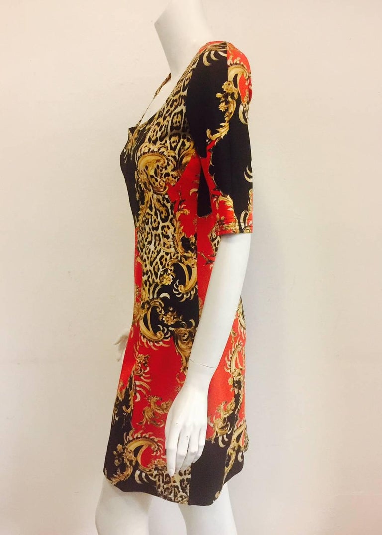 Just Cavalli Baroque Leopard Print Short Sleeve Sheath At 1stdibs Just Cavalli Baroque Leopard Print Short Sleeve Sheath In Excellent Condition For Palm Beach