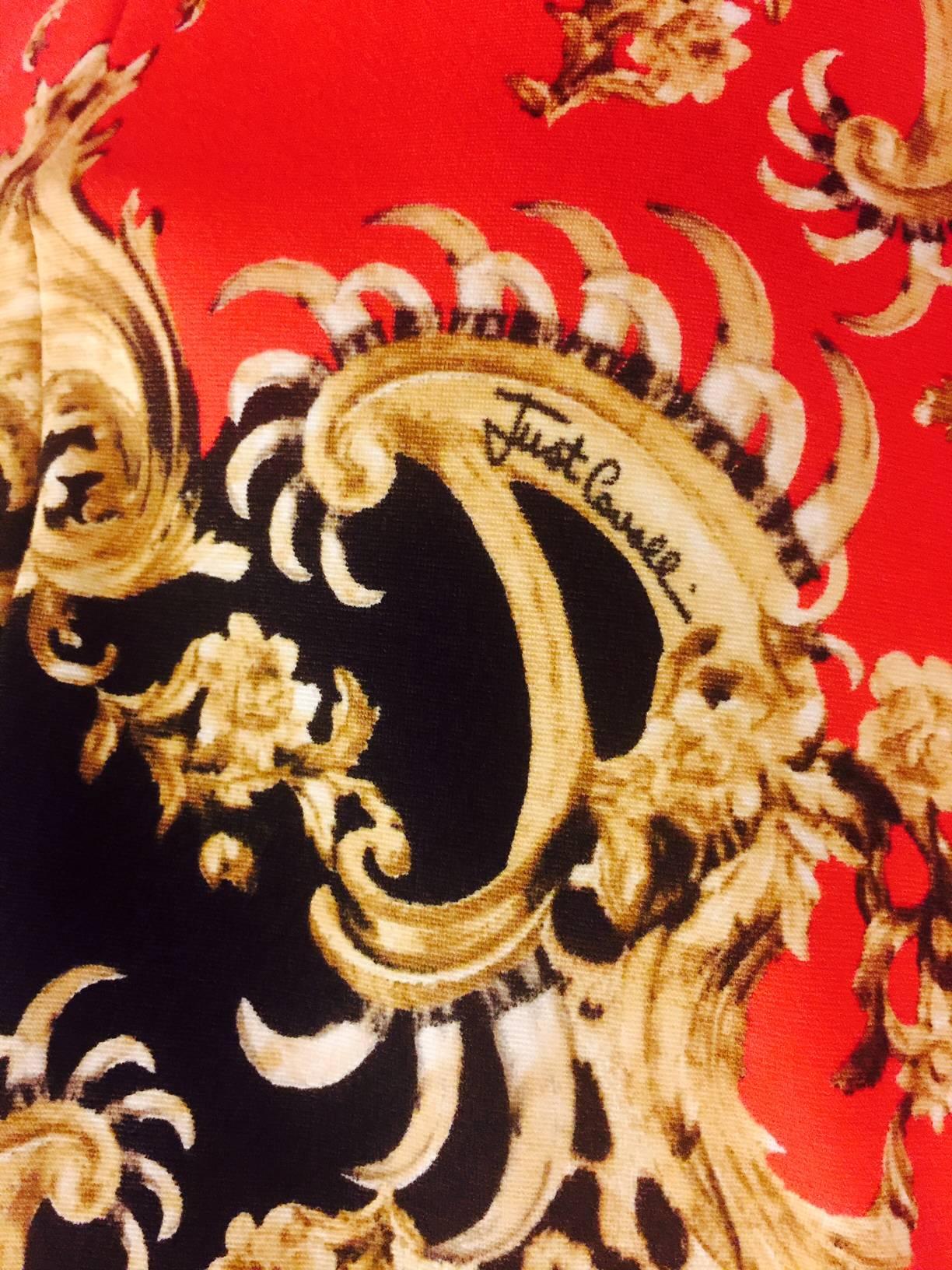 Just Cavalli Baroque Leopard Print Short Sleeve Sheath  1