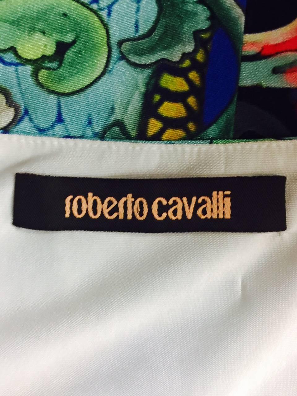 Remarkable Roberto Cavalli Multicolor Floral Print V Neck Long Dress 3
