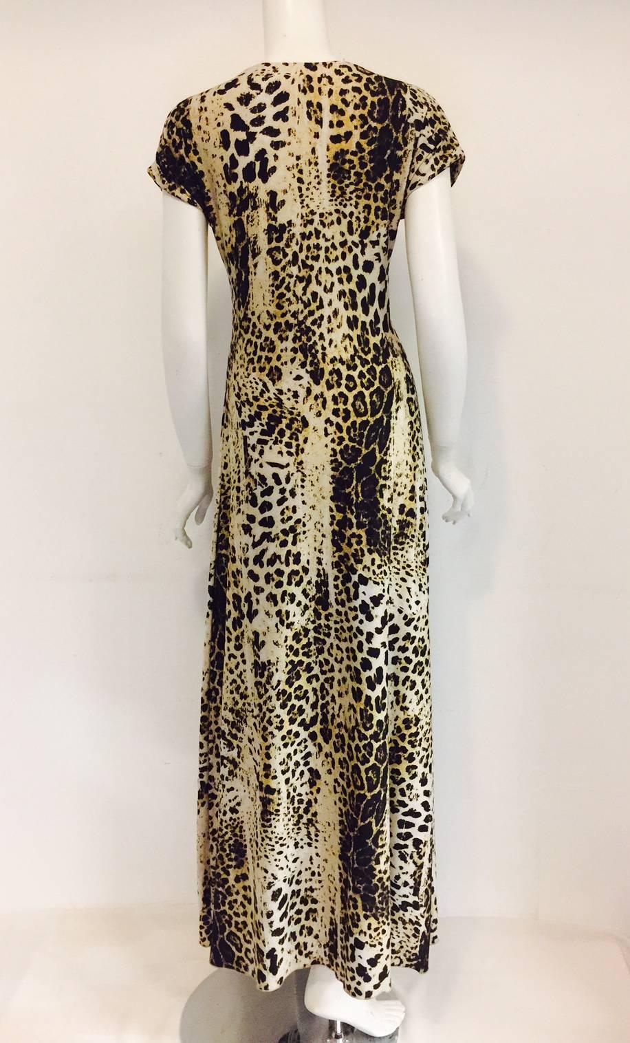 Brown Radiant Roberto Cavalli's Leopard Print Inspired Informal Long Dress   For Sale