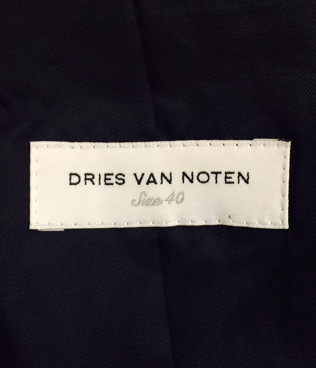 Dynamic Dries Van Noten's Black Jacket w. Applique Band in Silver & Blue Stone 4