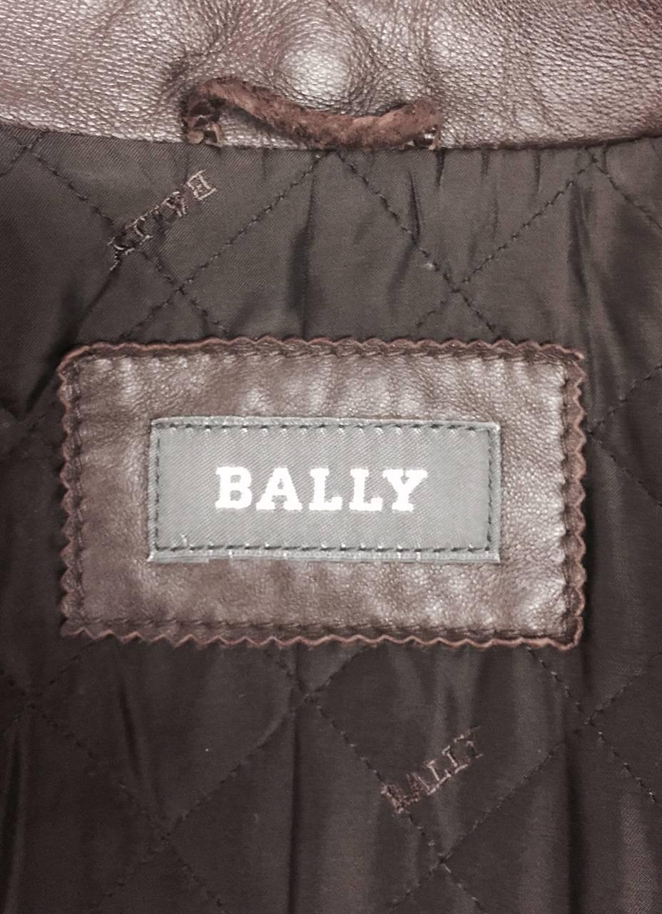 Men's Vintage Bally Leather Flight Bomber Jacket in Cocoa Sz XXL In Excellent Condition In Palm Beach, FL