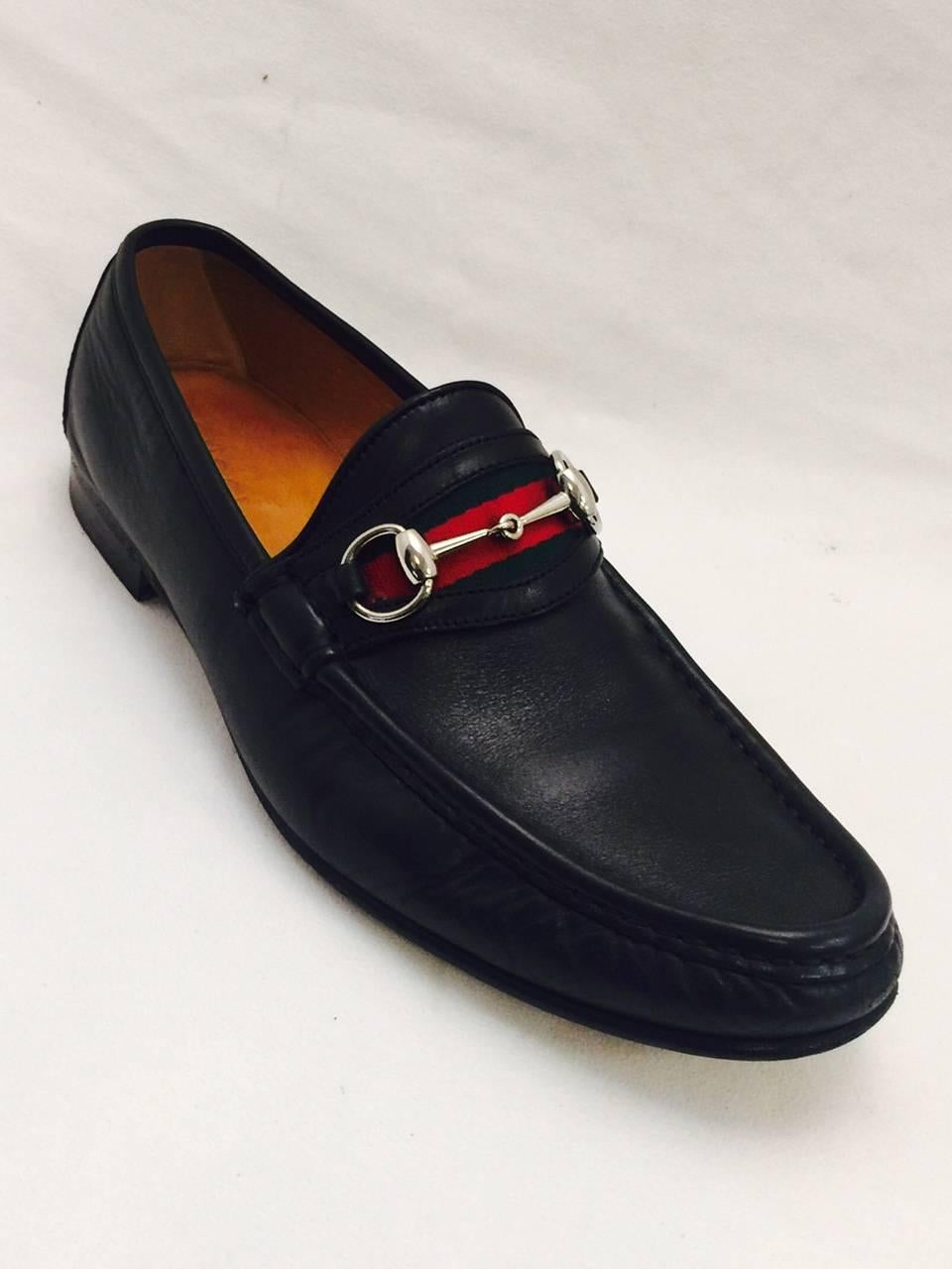 Men's Gucci Penny Loafers with Iconic Ribbon Stripe & Horsebit. Sz 9 1/2 Black 2