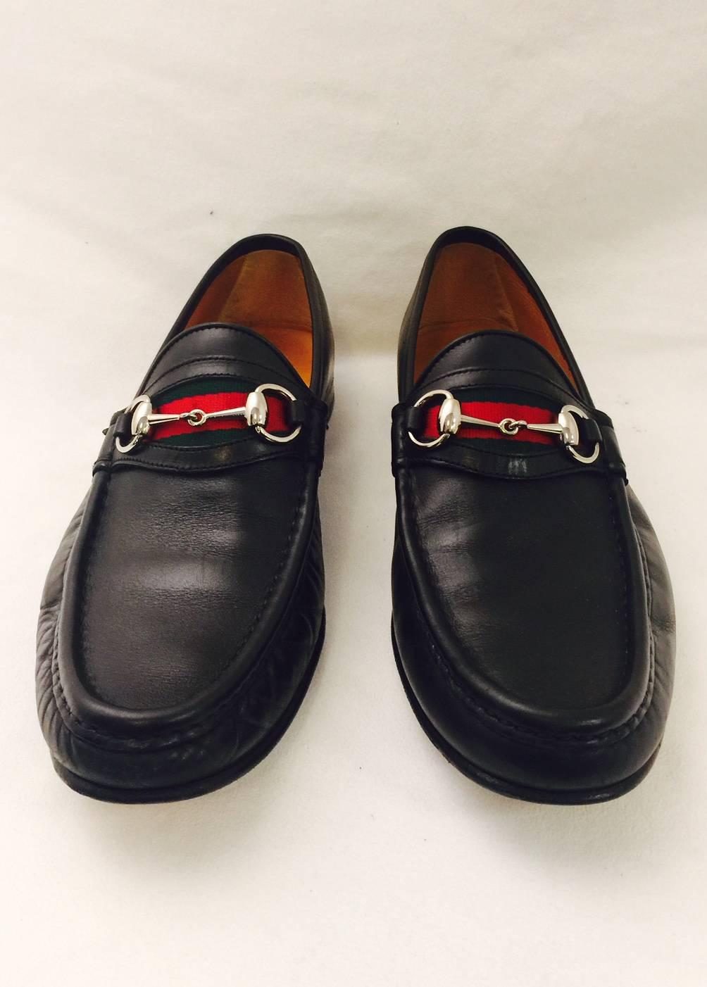 Men's Gucci Penny Loafers with Iconic Ribbon Stripe & Horsebit. Sz 9 1/2 Black 1