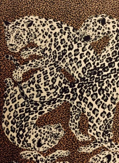 Luxuious YSL 100% Silk Leopard Scarf in Brown, Beige & Black With Gold Flecks