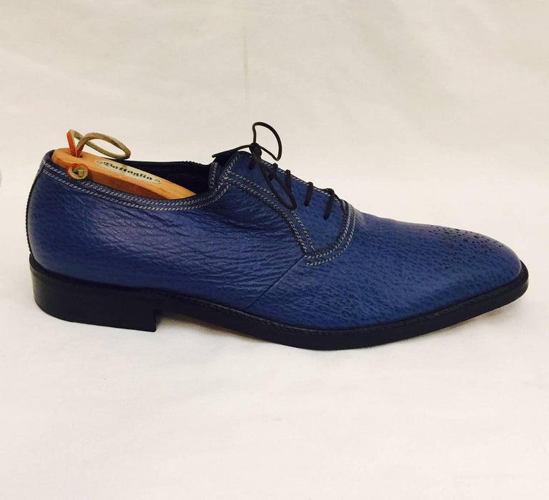 Men's Sensational Shark Skin Shoes by A. Testoni, in Lapis Blue Sz 10 B ...