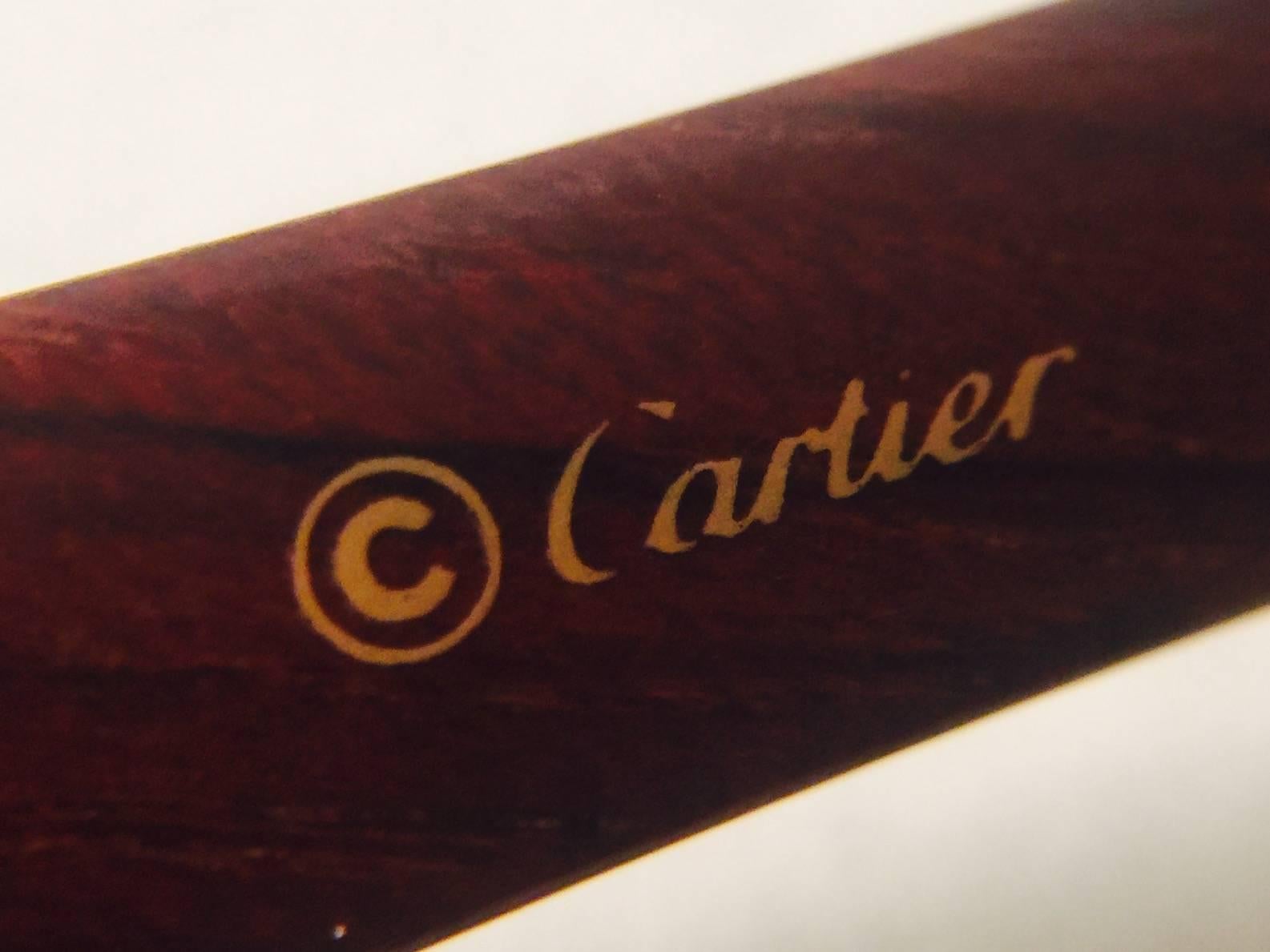  Coveted and Current Cartier Vintage Monceau Sunglasses 18K Gold & Wood For Sale 3