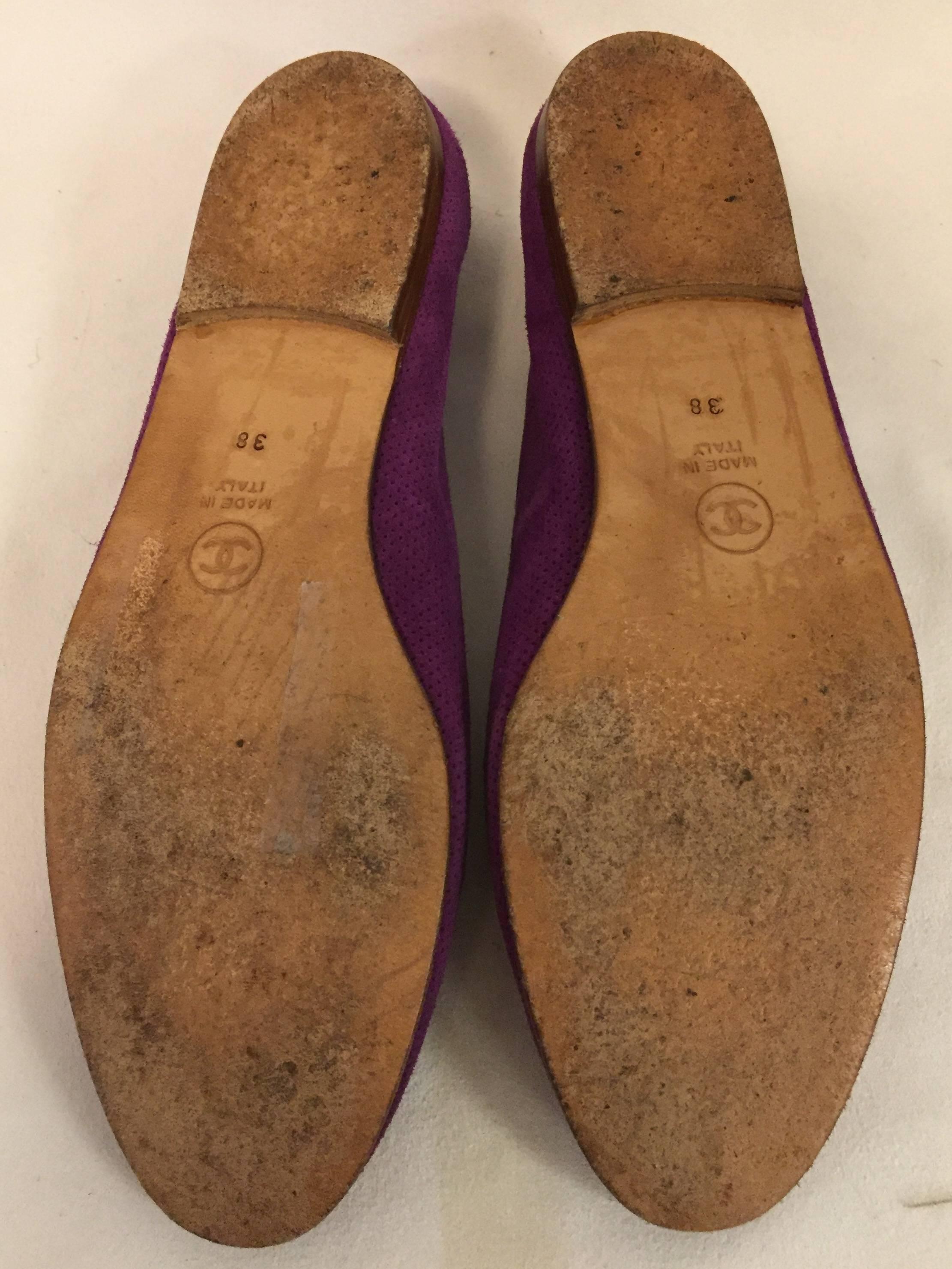 Women's Compelling Chanel Violet Suede Loafers With Small CC on Top For Sale