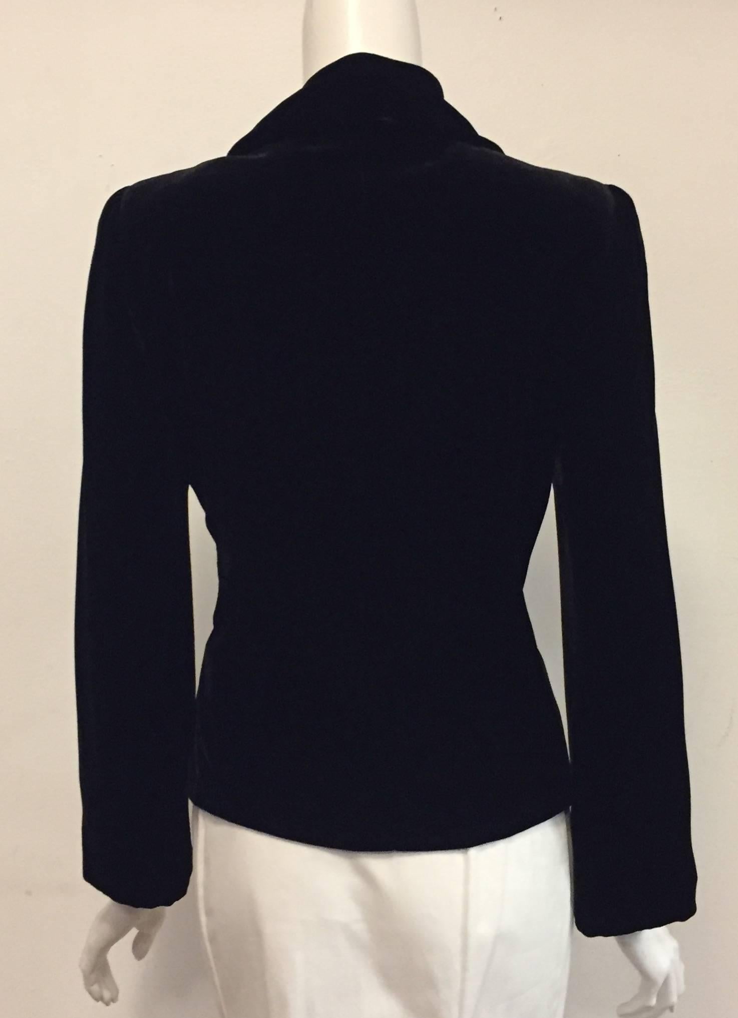 Women's Accomplished Armani Collezioni  Black Velvet Jacket With Round Shawl Collar For Sale