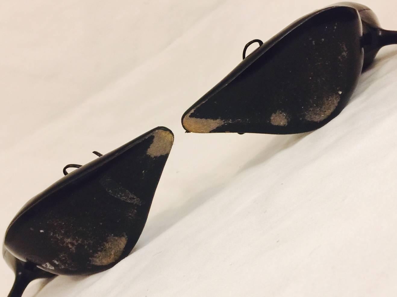 Classic Chanel Black Pointed Toe Pumps With Leather Ties In Good Condition In Palm Beach, FL