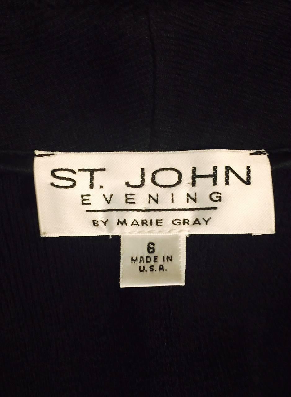 Sophisticated St. John Black Sequined Striped Longer Length Jacket  2