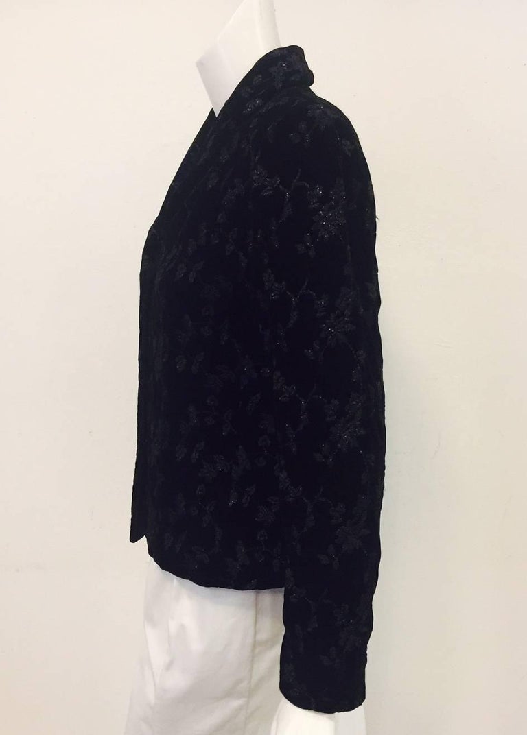 Oscar de la Renta Black Velvet Floral Embroidered Jacket at 1stDibs black velvet embroidered